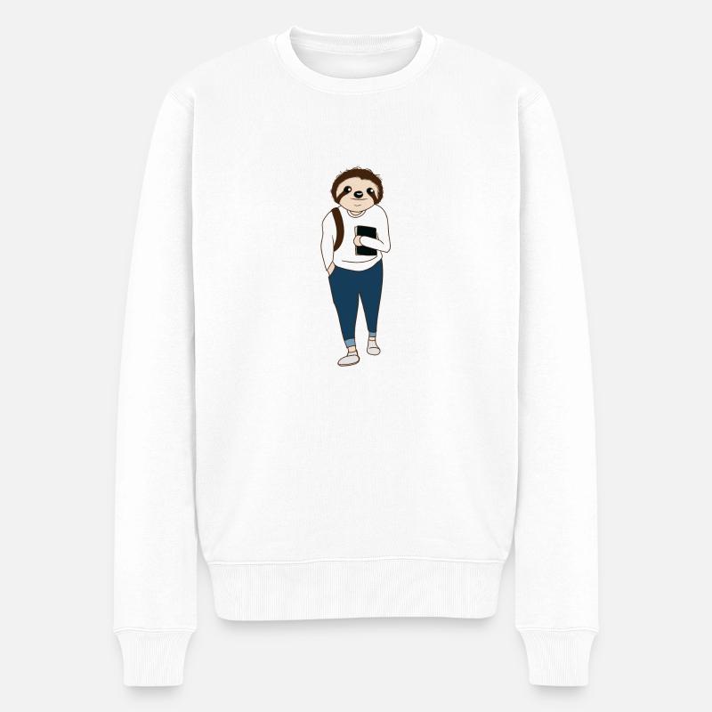 Sloth étudiant - fête - relax - Pull Premium bio Homme - blanc
