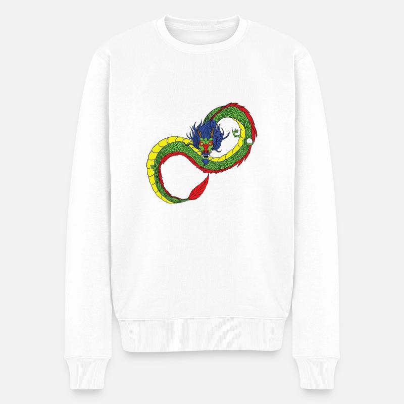 Drachen - Unendlichkeit - chinesischer Drache - Männer Premium Bio Pullover - Weiß