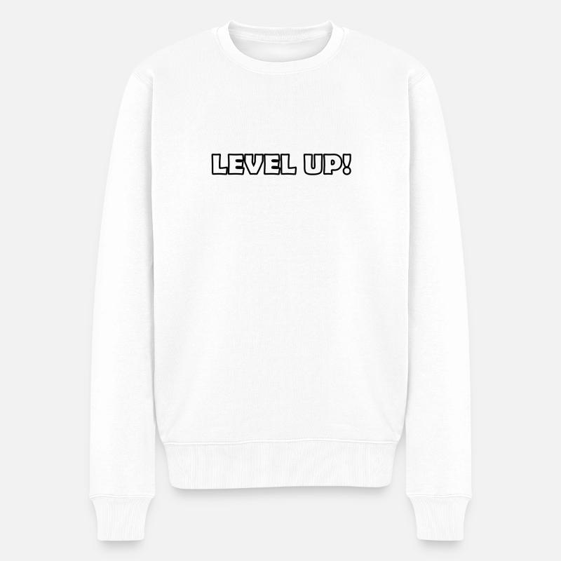 level up - Männer Premium Bio Pullover - Weiß