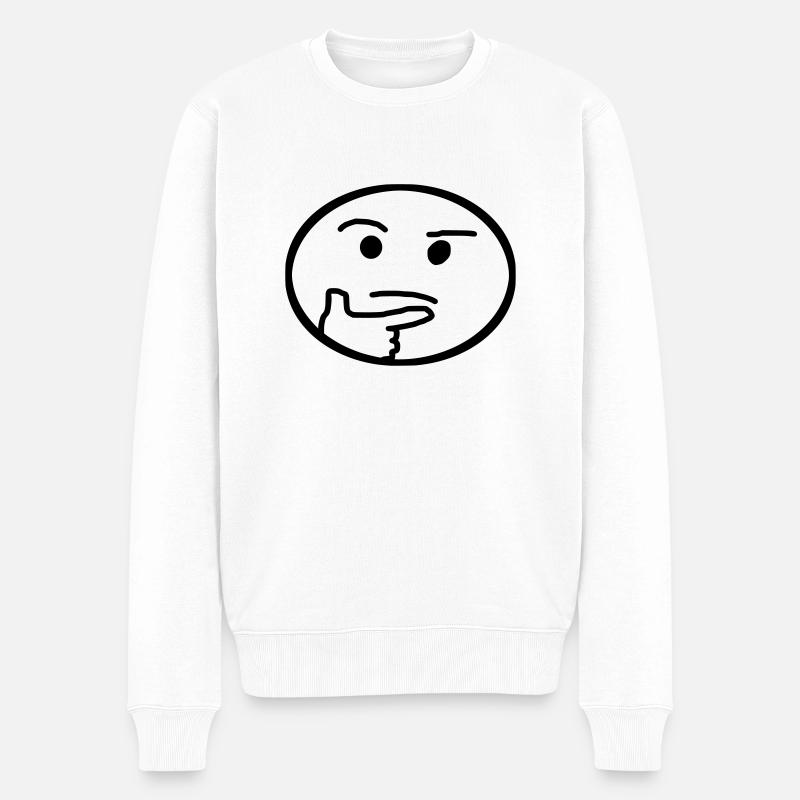 , emoji, réfléchi - Pull Premium bio Homme - blanc