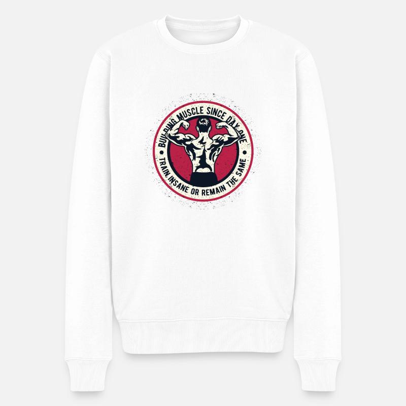Building Muscle - Männer Premium Bio Pullover - Weiß