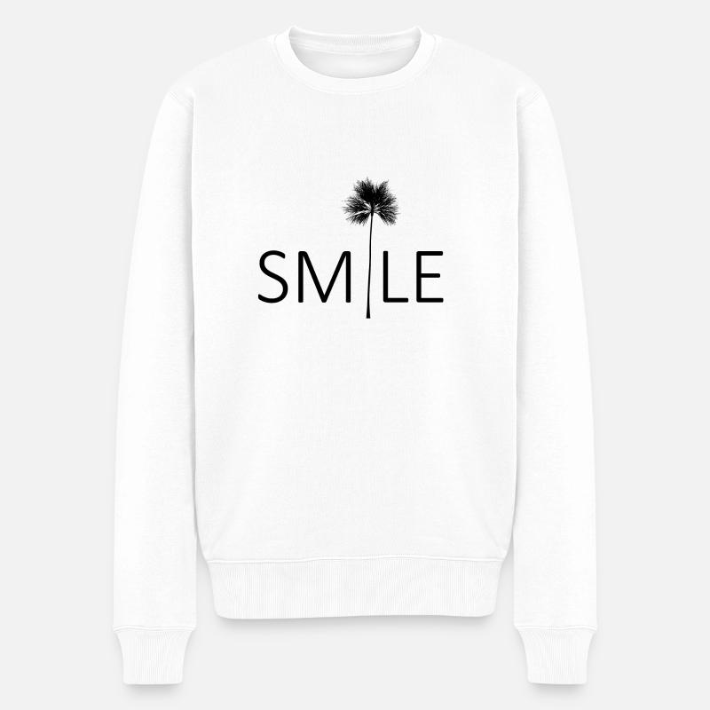 Smile Palme Geschenk - Männer Premium Bio Pullover - Weiß