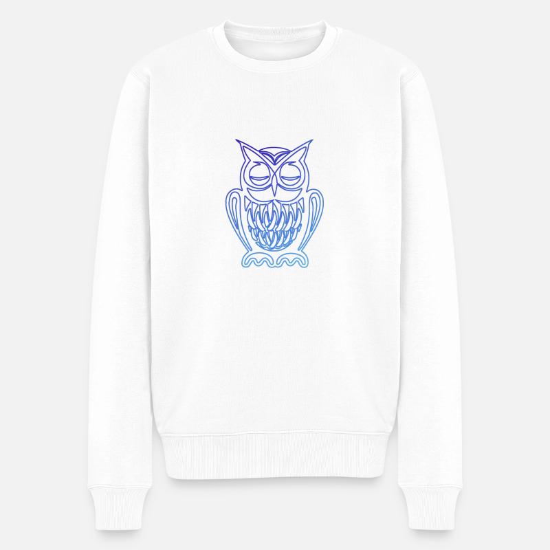 Eule am chillen - Männer Premium Bio Pullover - Weiß