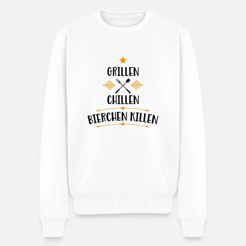 Grillen - Männer Premium Bio Pullover - Weiß