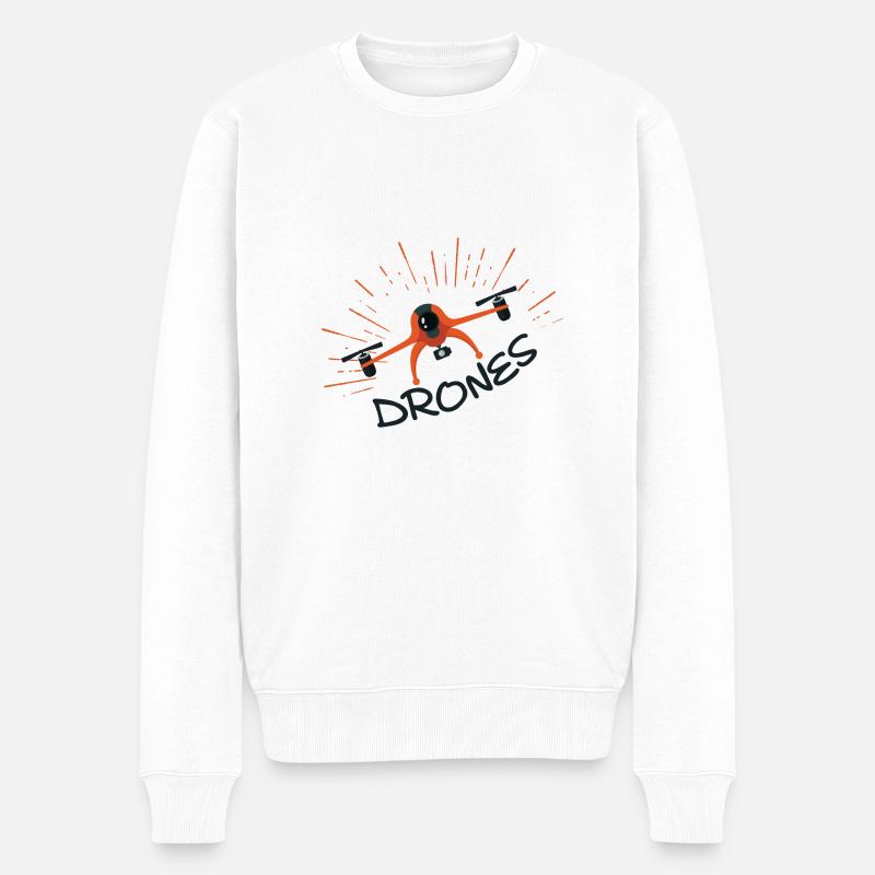 Drohne - Männer Premium Bio Pullover - Weiß