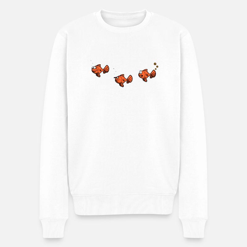 Fische im Wasser - Pupser - lustiges Design - Männer Premium Bio Pullover - Weiß