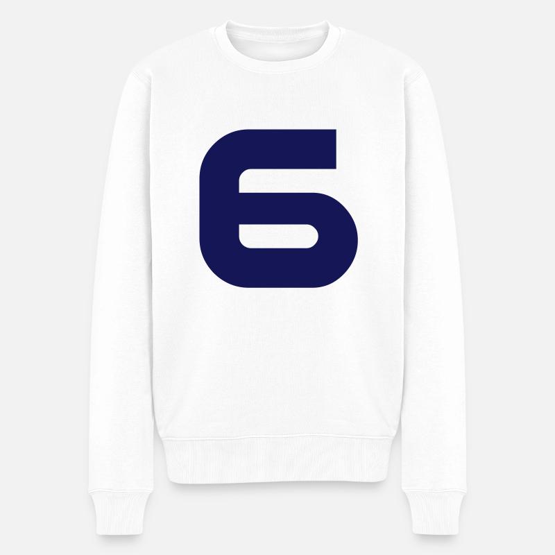 Sechs 6 - Männer Premium Bio Pullover - Weiß