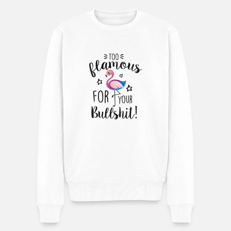 Too flamous Flamingo - Männer Premium Bio Pullover - Weiß