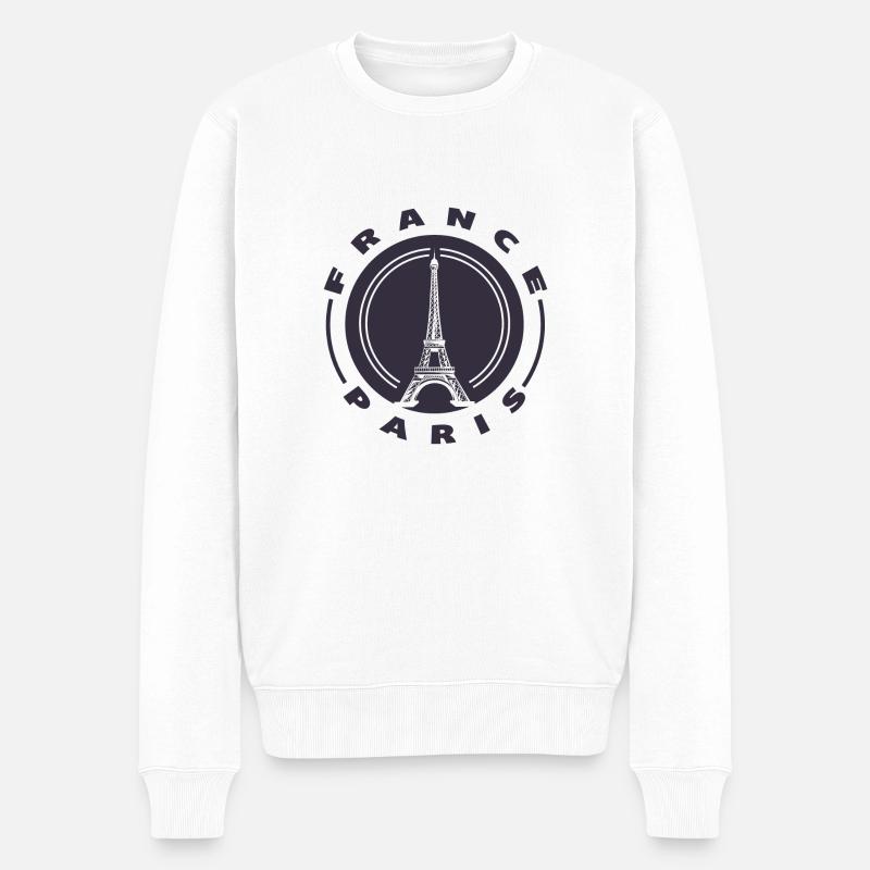 Eifelturm Paris - Männer Premium Bio Pullover - Weiß