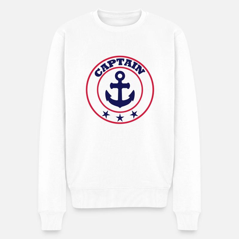 Captain Segeln - Männer Premium Bio Pullover - Weiß