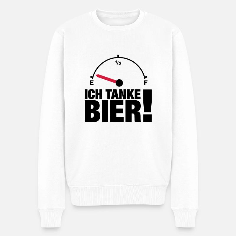 ich_tanke_bier__f2 - Männer Premium Bio Pullover - Weiß