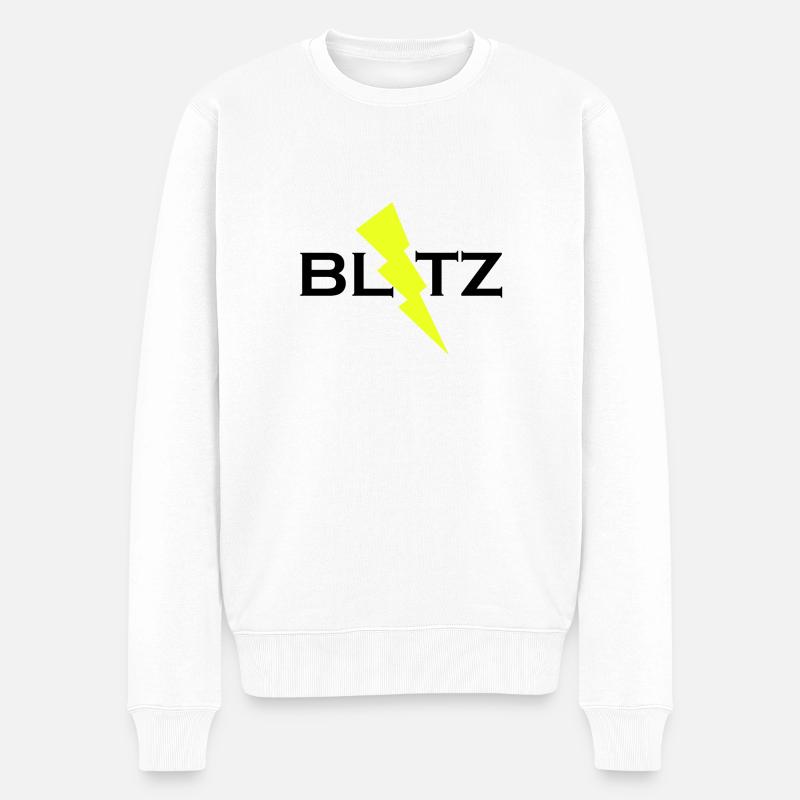BLITZ - Männer Premium Bio Pullover - Weiß