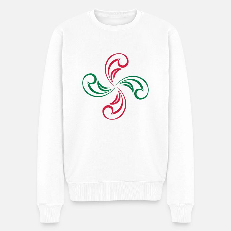 Lauburu croix Basque - Pull Premium bio Homme - blanc