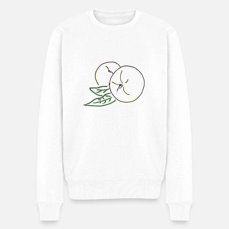 Pfirsich - Männer Premium Bio Pullover - Weiß