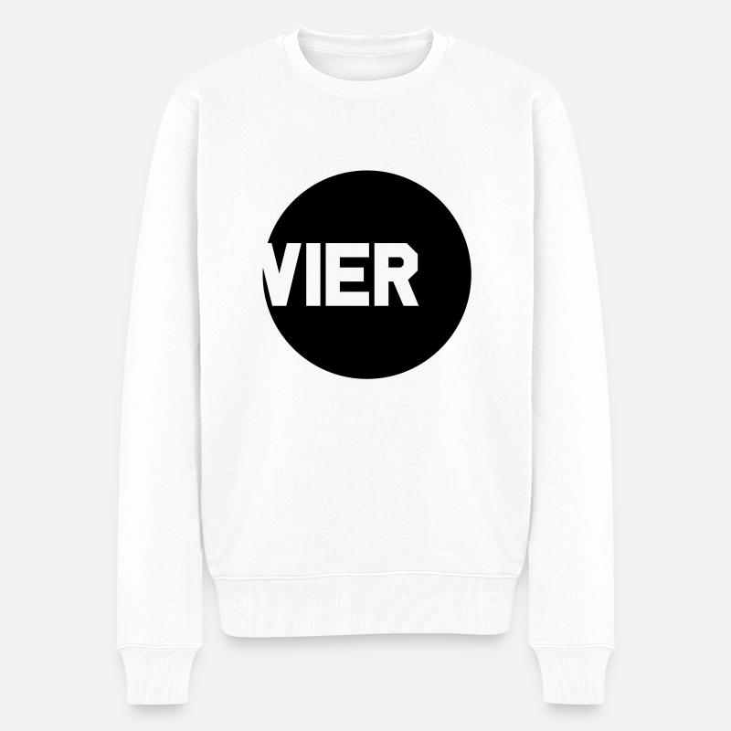 vier___f1 - Männer Premium Bio Pullover - Weiß