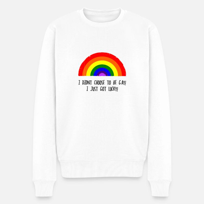 Glücklich Schwul - Männer Premium Bio Pullover - Weiß