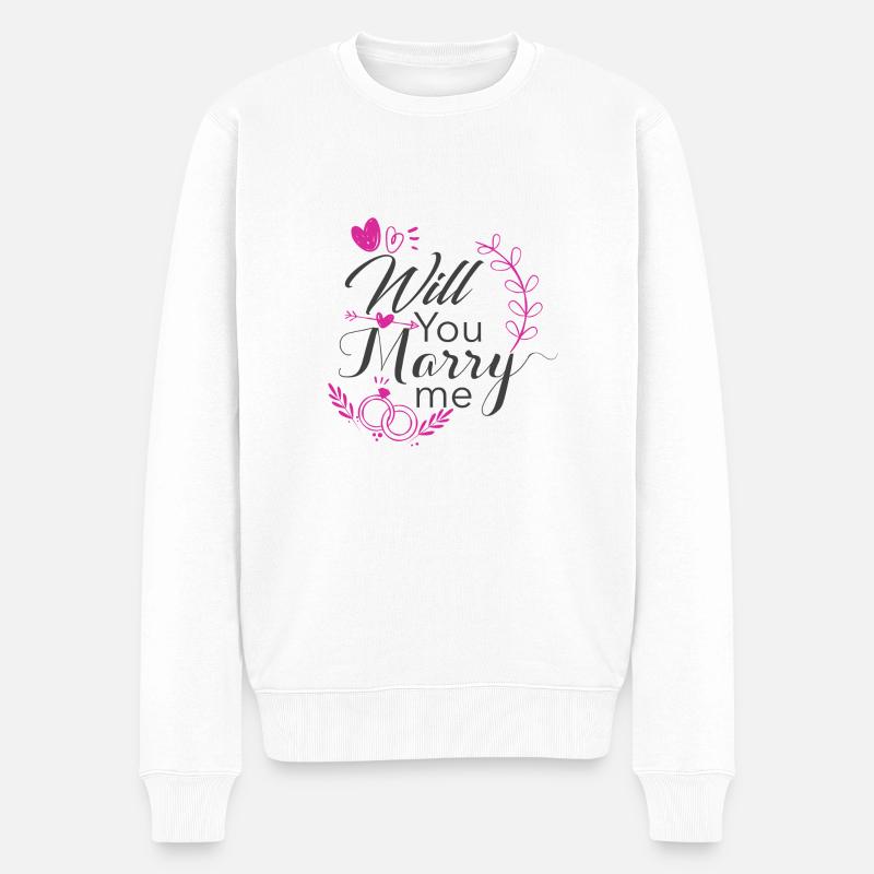 will you marry me - Männer Premium Bio Pullover - Weiß