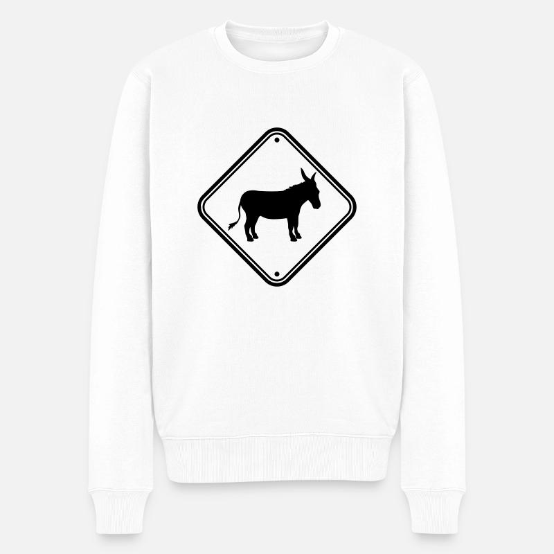 hinweis gefahr schild warnung achtung vorsicht ese - Männer Premium Bio Pullover - Weiß