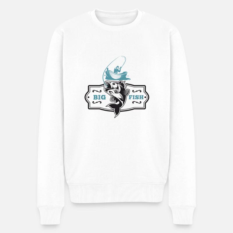 BIG FISH - Männer Premium Bio Pullover - Weiß