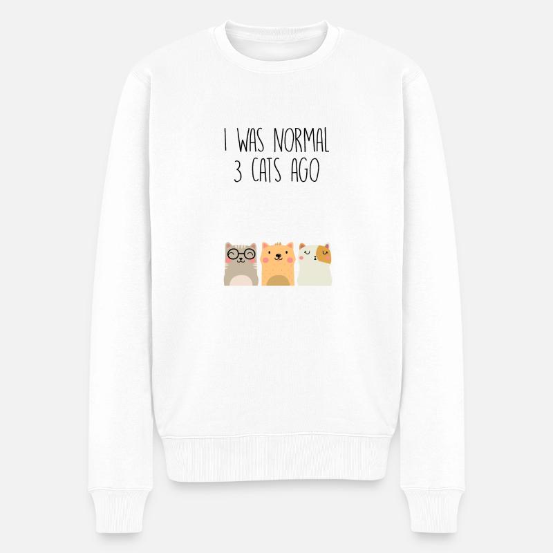 J'étais normal il y a 3 chats - Pull Premium bio Homme - blanc