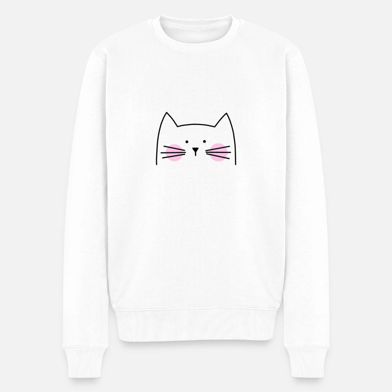 Katze Kätzchen Miezekatze - Männer Premium Bio Pullover - Weiß