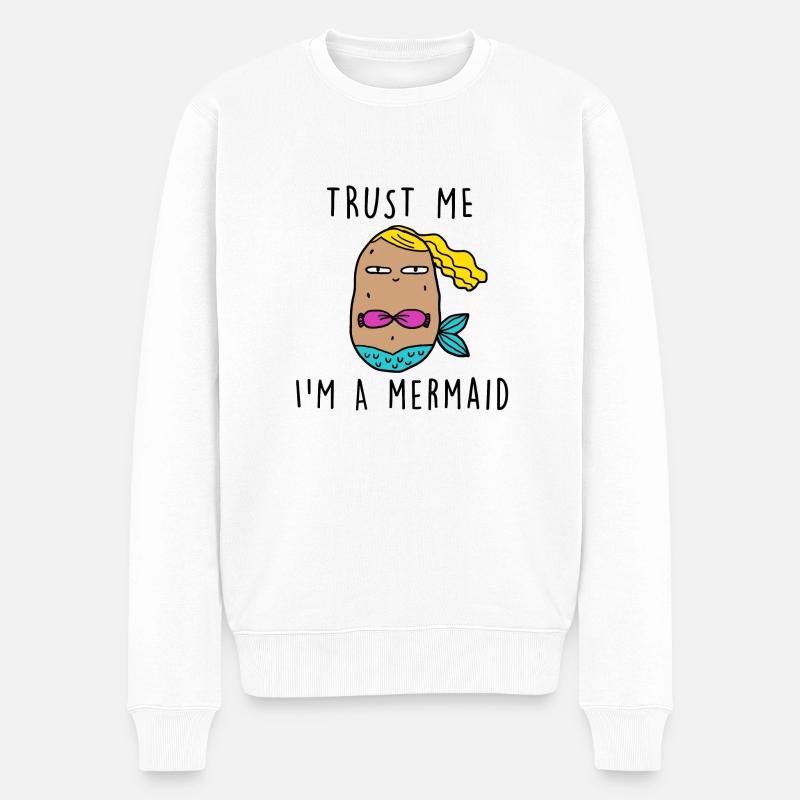 TRUST ME IM A MERMAID - Männer Premium Bio Pullover - Weiß