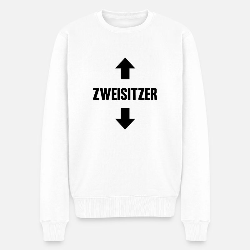 Zweisitzer Pfeil Geschenkidee - Männer Premium Bio Pullover - Weiß