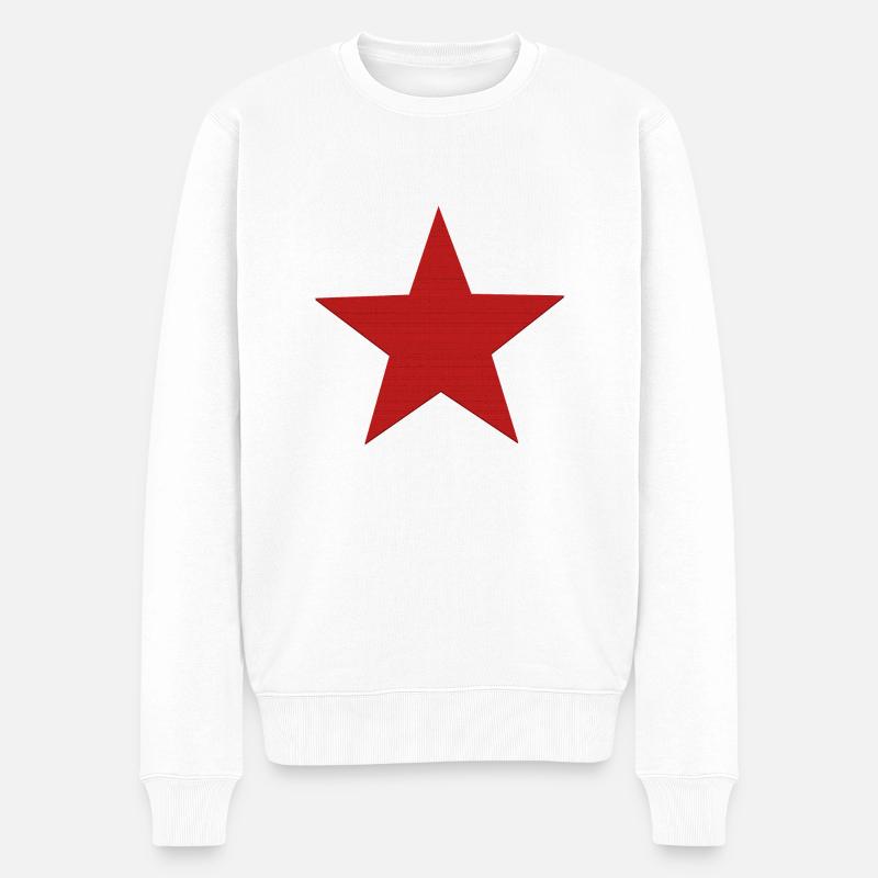 Stern Stern rot - Männer Premium Bio Pullover - Weiß