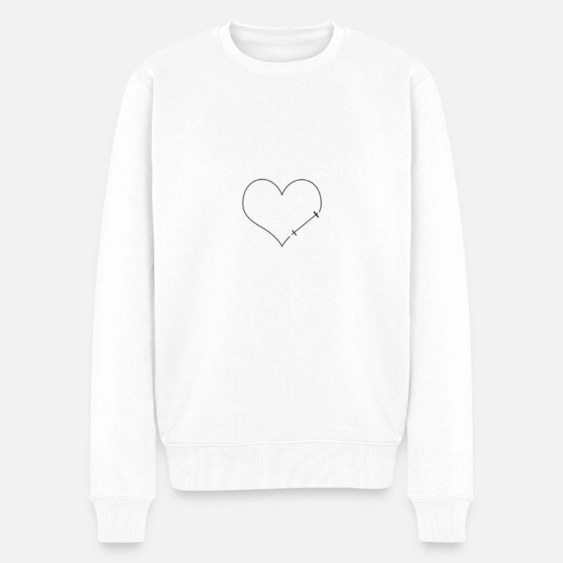 Hantelherz - Männer Premium Bio Pullover - Weiß