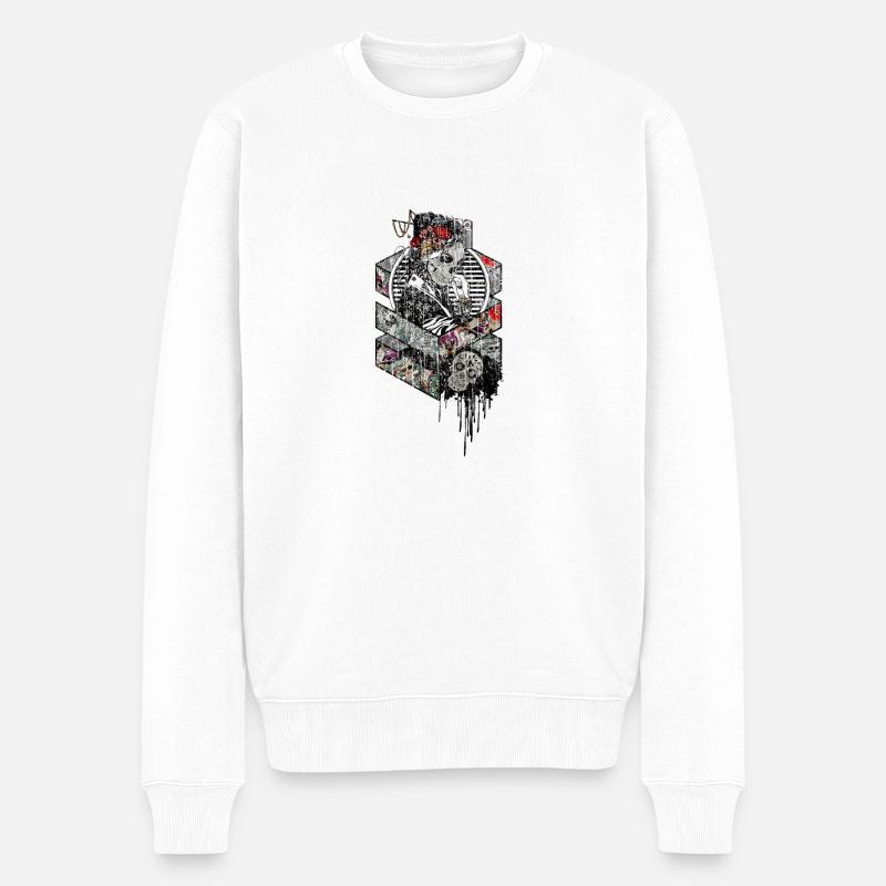 Geisha os squelette utilisé look - Pull Premium bio Homme - blanc