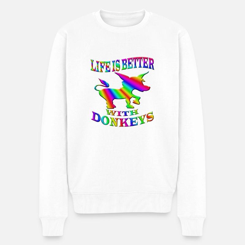 Esel - Männer Premium Bio Pullover - Weiß