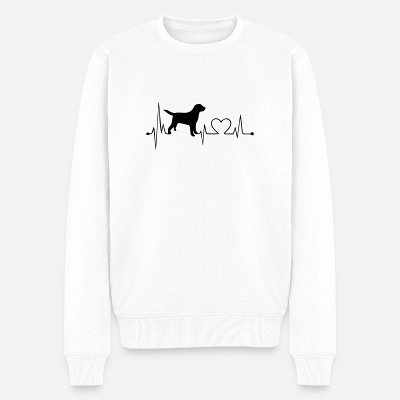 Hund Herzschlag Herz Liebe Herzlinie Geschenk - Männer Premium Bio Pullover - Weiß