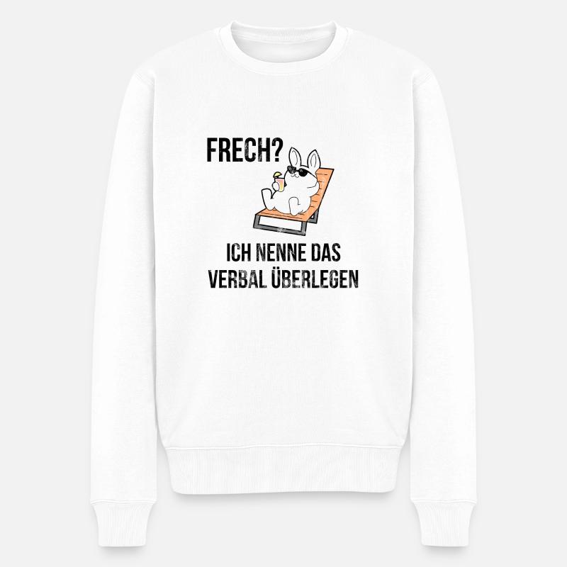 Hase Frech Geek Zickenkrieg Zicke Geschenk - Männer Premium Bio Pullover - Weiß