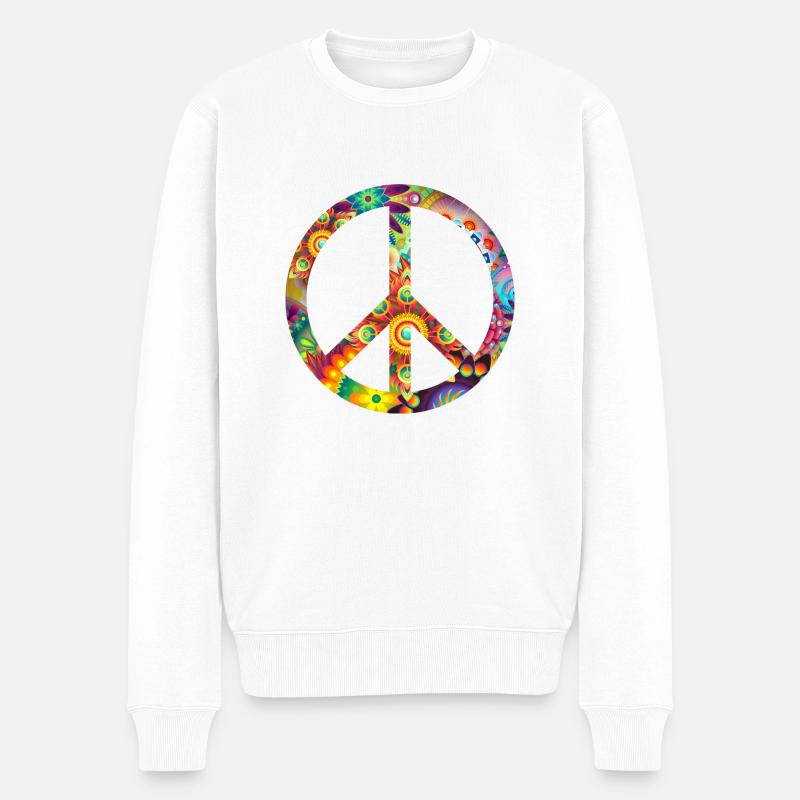 Peace - Männer Premium Bio Pullover - Weiß