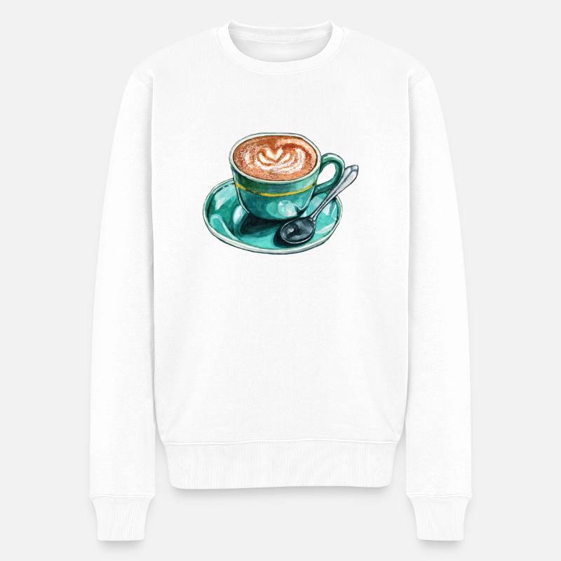 Latte Macchiato - Männer Premium Bio Pullover - Weiß