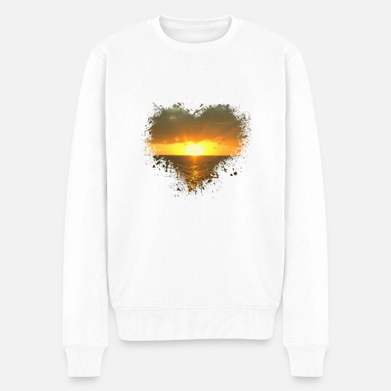 Sonnenaufgang Splatter Fleck Splash Spritzer Sonne - Männer Premium Bio Pullover - Weiß