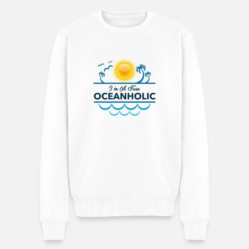 Oceanholic süchtig nach meer - Männer Premium Bio Pullover - Weiß