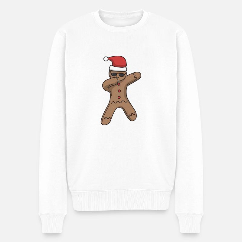 Gingerbread man dabbing cadeau de Noël - Pull Premium bio Homme - blanc