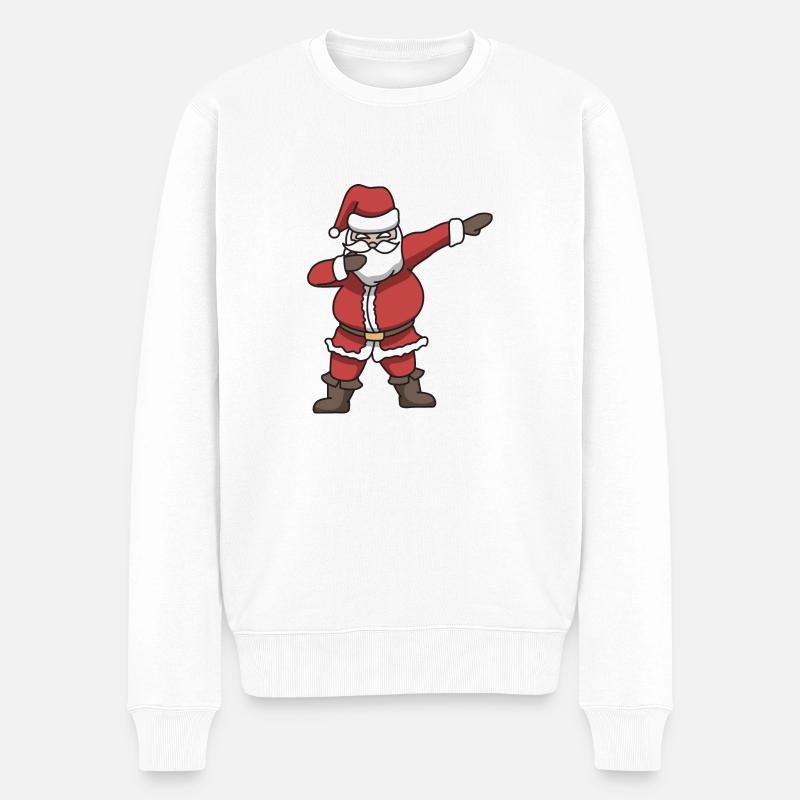 Santa dabbing gift Noël danse - Pull Premium bio Homme - blanc