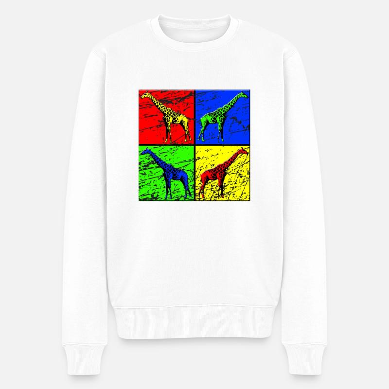 Giraffe - Männer Premium Bio Pullover - Weiß