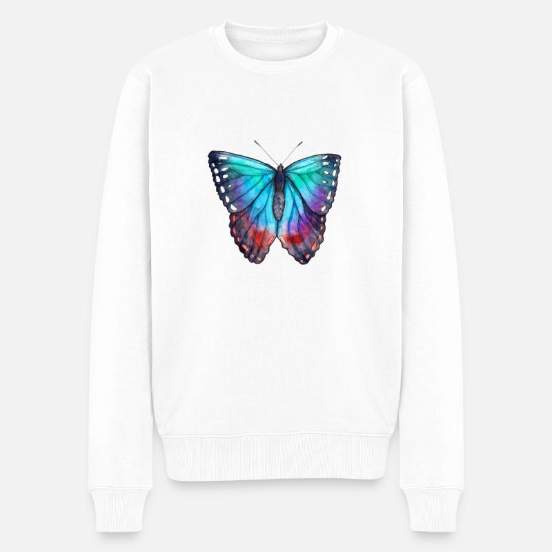 Papillon bleu - Pull Premium bio Homme - blanc