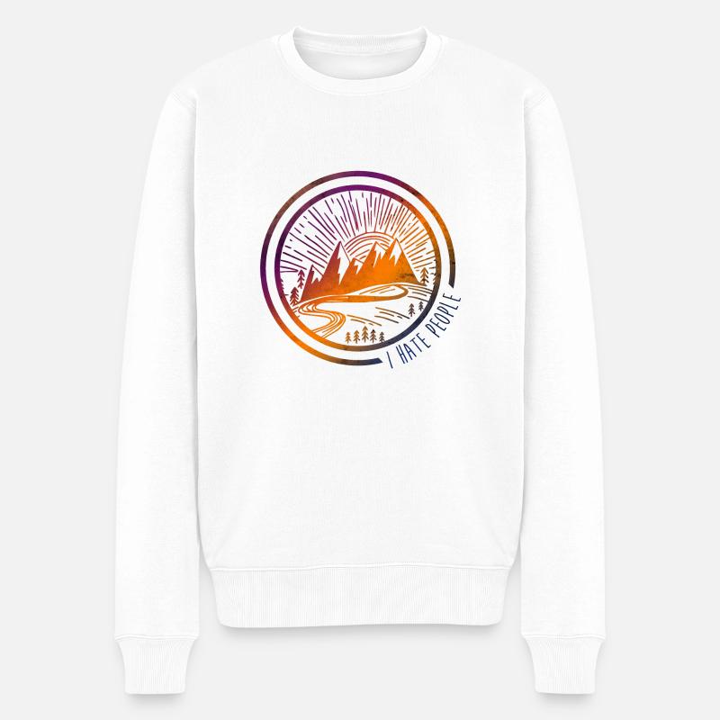 I Hate People - Ich hasse Menschen Geschenk Natur - Männer Premium Bio Pullover - Weiß