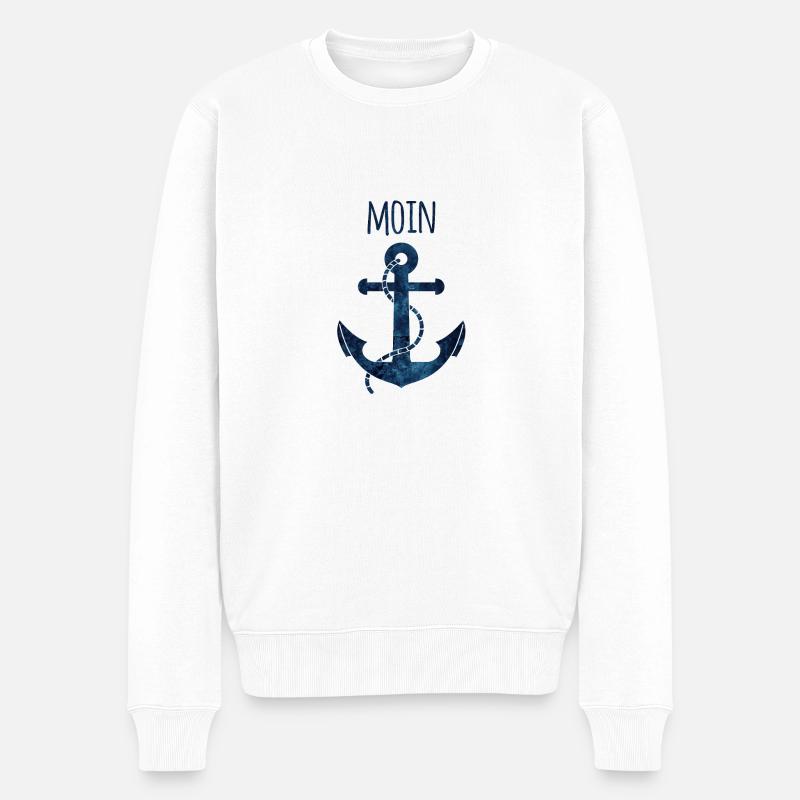 Anker Moin blau - Männer Premium Bio Pullover - Weiß