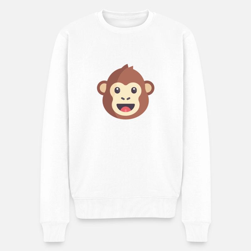 émoticône de singe marron - Pull Premium bio Homme - blanc