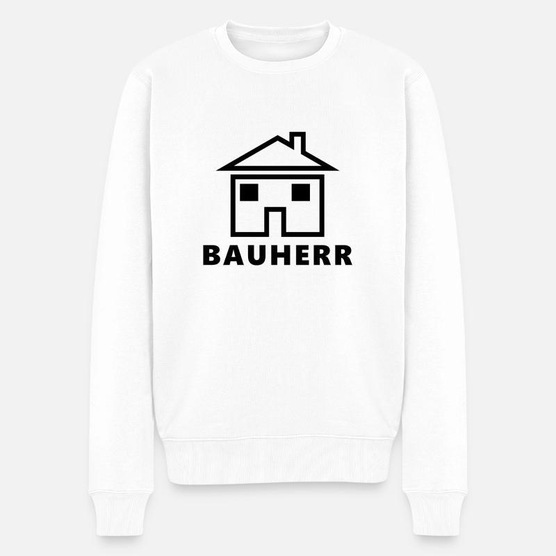 Bauherr - schwarz - Männer Premium Bio Pullover - Weiß