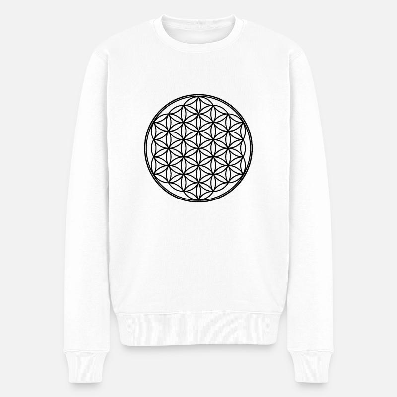 Fleur de vie noir - Pull Premium bio Homme - blanc