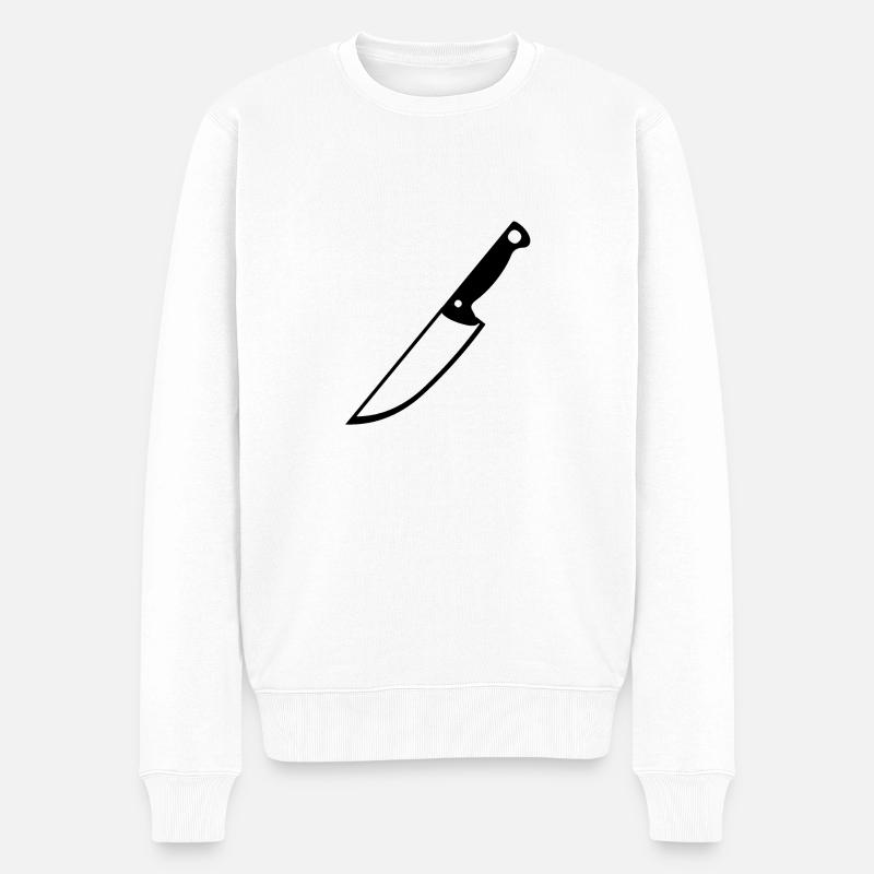 Messerdesign - Männer Premium Bio Pullover - Weiß