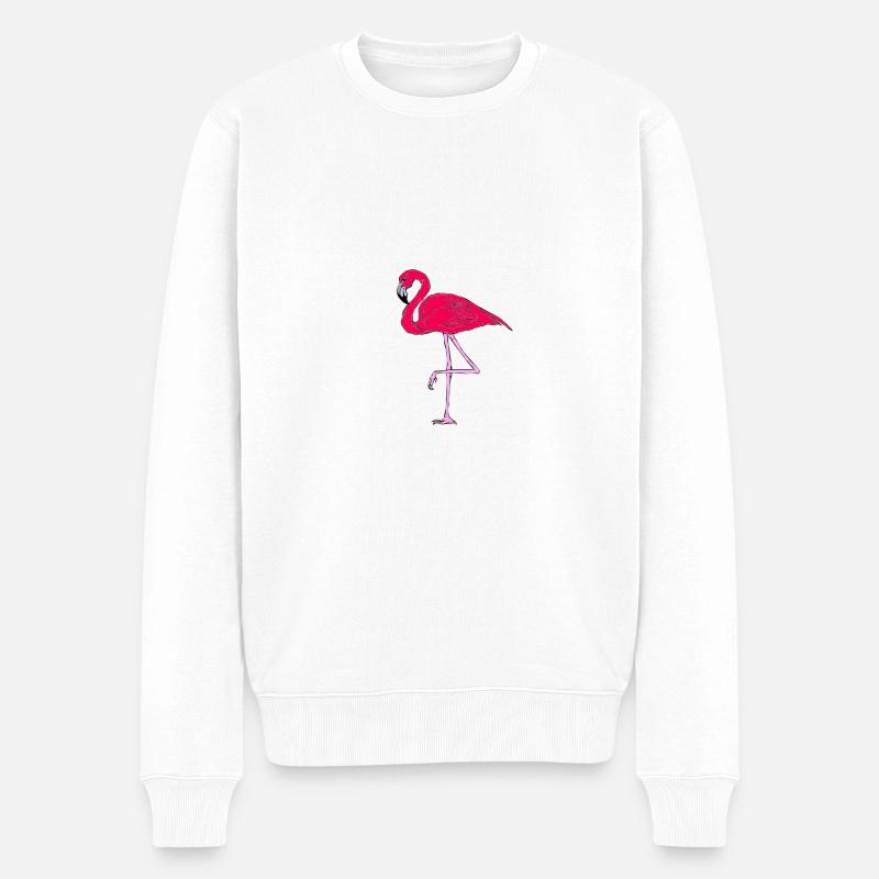 Flamant rose - Pull Premium bio Homme - blanc