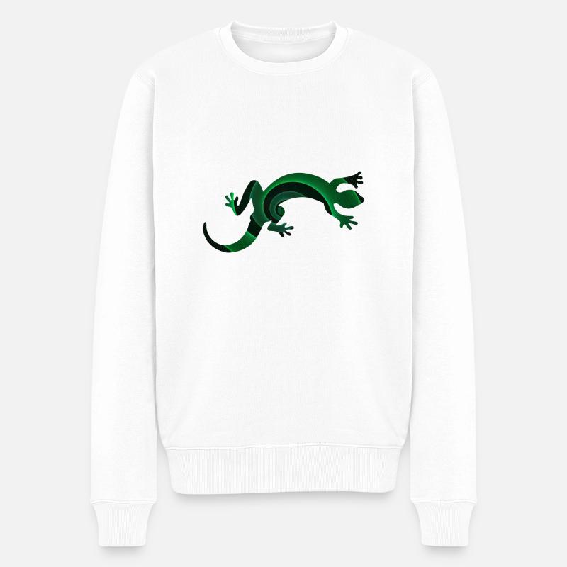 Gecko - Männer Premium Bio Pullover - Weiß