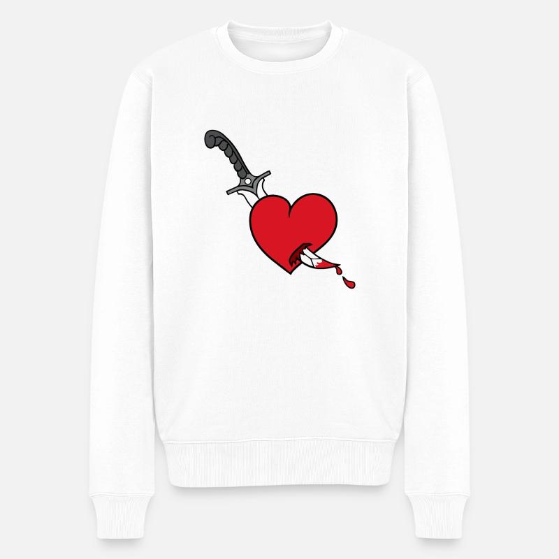 Heart knife de - Männer Premium Bio Pullover - Weiß